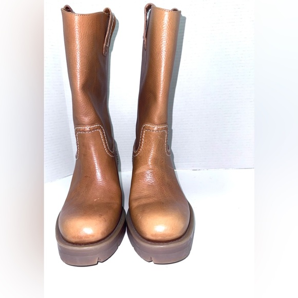 Chloe Neva Camel Leather Campus Boots 37=7 - Picture 3 of 7